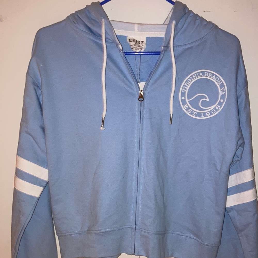 Light blue Virginia Beach VA zip up hoodie